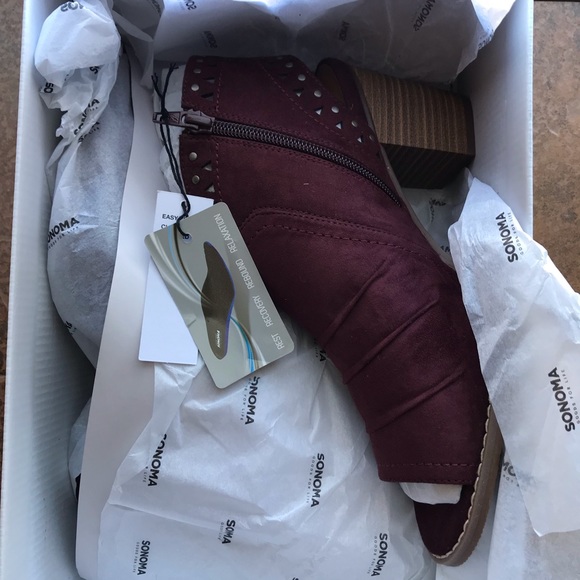 Burgundy Peep Toe Bootie - Picture 5 of 8